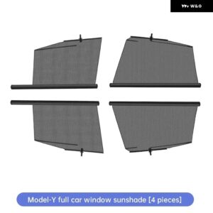 テスラ モデル3/Y 車用 リフトアップウィンドウサンシェード 車用カーテン サイドウィンドウ カスタム サンシェード メッシュサンバイザー 夏用 - Model Y-4pcs