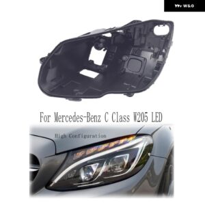 LEDハイコンフィギュレーションライトシェル メルセデス ベンツ W205 C クラス 2015-2018車 ヘッドライト ハウジング ヘッドランプ バックベースハウス - 2pcs pair light