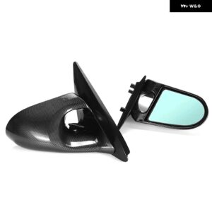 2個 車用サイドウィングミラー 手動調整バックミラー ホンダ シビック EG 2D 1992-1995 ブラック/カーボン - Carbon Fiber Look