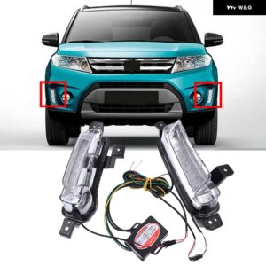 1ペア LED DRL デイタイム ランニングライト ウィンカーランプ スズキ ビターラ 2014-2020 - white yellow