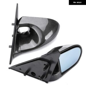 ペア 手動調節式バックミラー ホンダ シビック 4ドア セダン 1996-2000 スプーン スタイル ドア サイド ウィング ビューミラー - Carbon Fiber Look