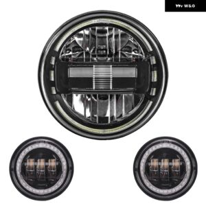 7インチ LED ヘッドライト ビーム DRL ハーレー ツーリング ロードキング ストリートグライド スペシャル ファットボーイ 4.5インチ フォグランプ - 1 set