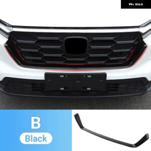 ホンダ CRV 2023 2024 2025 CR-V 第6世代 ハイブリッドカー レーシング フロント グリル ストリップ トリム カバー ステッカー アクセサリー - B Bright Black