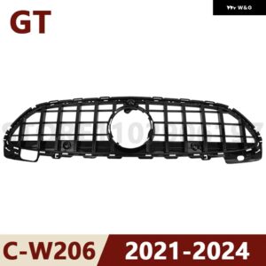 2021-2024 W206 C クラス メルセデス ベンツ C200 C260 C300 C350 GT フロント ラジエーター グリッド バンパー グリル メッシュ レーシング グリル カメラ - W206 21-24 Black