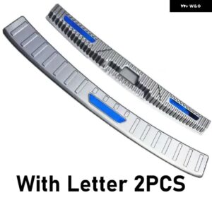 カーアクセサリー フォード フォーカス ハンティングエディション 2021 - 2023 リア バンパー プロテクター シル トランク リアガード トレッドプレート カ - Silver Brushed C