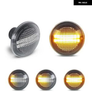 ランドローバー レンジローバー L322 2002-2012 クリアスモークレンズ LED サイドマーカーランプ フェンダー ウィンカー ダイナミック アンバー ライト 2個 - Clear Dynamic Amber