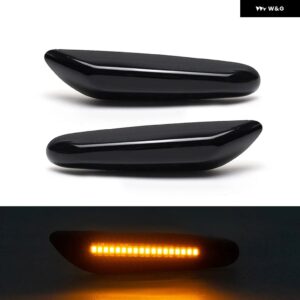 BMW E82 E81 E88 E46 E90 E91 E92 E93 E60 E61 1/3/5シリーズ E83 X3 E84 X1 LEDサイドマーカーランプフェンダーウィンカー アンバー ライト - Smoked Normal Amber