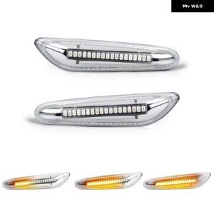 BMW E82 E81 E88 E46 E90 E91 E92 E93 E60 E61 1/3/5シリーズ E83 X3 E84 X1 LEDサイドマーカーランプフェンダーウィンカー アンバー ライト - Clear Dynamic Amber