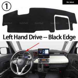 スズキ スペーシア MK2 MK53S 2017-2023 オート ダッシュボード カバー ダッシュマットボード パッド カーペットダッシュマット UVカットマット - Left Hand Black