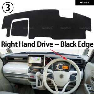 スズキ スペーシア MK2 MK53S 2017-2023 オート ダッシュボード カバー ダッシュマットボード パッド カーペットダッシュマット UVカットマット - Right Hand Black