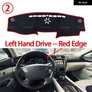 レクサス LS460 LS460L LS600L LS460H LS600H 2006-2011 車用 ダッシュボード カバー 光を避ける パッド 計器プラットフォームカバー マット カーペット - Left Hand Red Edge