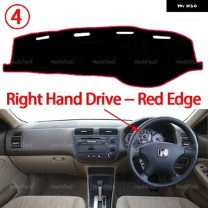 ホンダ シビック セダン 2001-2005 インテリア アクセサリー ダッシュボード カバー パッド 日焼け防止 パッド UVカットマット - Right Hand Red Edge