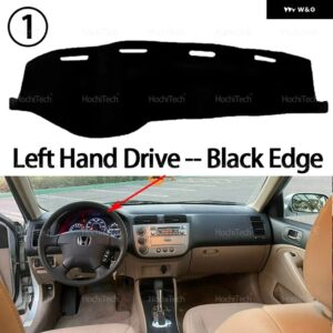 ホンダ シビック セダン 2001-2005 インテリア アクセサリー ダッシュボード カバー パッド 日焼け防止 パッド UVカットマット - Left Hand Black