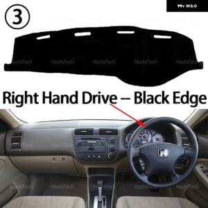 ホンダ シビック セダン 2001-2005 インテリア アクセサリー ダッシュボード カバー パッド 日焼け防止 パッド UVカットマット - Right Hand Black