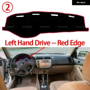 ホンダ シビック セダン 2001-2005 インテリア アクセサリー ダッシュボード カバー パッド 日焼け防止 パッド UVカットマット - Left Hand Red Edge