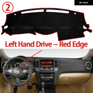 日産 マキシマ 2009-2014 ダッシュボード カバー パッド サンプロテクション パッド UVカットマット 左ハンドル 右ハンドル - Left Hand Red Edge