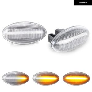 プジョー 107 1007 108 206 301 307 407 4007 607 エキスパート パートナー パートナー トラベラー LED サイドマーカーランプ フェンダー ウィンカーライト - Clear Dynamic Amber