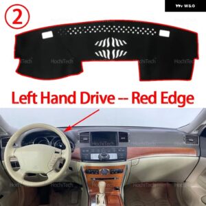日産 フーガ Y50 2004 - 09 自動 ダッシュボード カバー ダッシュマットボード パッド カーペットダッシュマット抗 UV マット - Left Hand Red Edge