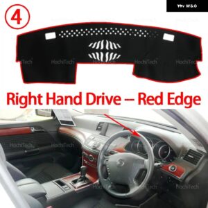 日産 フーガ Y50 2004 - 09 自動 ダッシュボード カバー ダッシュマットボード パッド カーペットダッシュマット抗 UV マット - Right Hand Red Edge