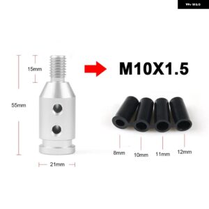 汎用 カー マニュアル ギア シフト ノブ アダプター M10X1.5 / M12X1.25スレッドアルミ 合金 - M10x1.5 SILVER