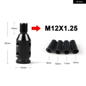 汎用 カー マニュアル ギア シフト ノブ アダプター M10X1.5 / M12X1.25スレッドアルミ 合金 - M12x1.25 BLACK