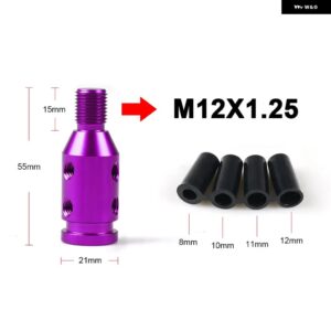 汎用 カー マニュアル ギア シフト ノブ アダプター M10X1.5 / M12X1.25スレッドアルミ 合金 - M12x1.25 PURPLE