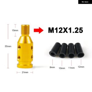 汎用 カー マニュアル ギア シフト ノブ アダプター M10X1.5 / M12X1.25スレッドアルミ 合金 - M12x1.25 GOLD