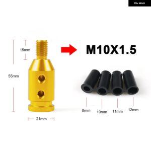 汎用 カー マニュアル ギア シフト ノブ アダプター M10X1.5 / M12X1.25スレッドアルミ 合金 - M10x1.5 GOLD
