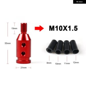 汎用 カー マニュアル ギア シフト ノブ アダプター M10X1.5 / M12X1.25スレッドアルミ 合金 - M10x1.5 RED
