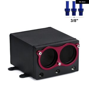 60MM デュアルアウター 044 燃料 ポンプ タンク レーシングブラック ビレット アルミオイルキャッチ缶 デュアルポート燃料サージタンク - NPT