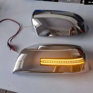 トヨタ タンドラ 2007 2008-2019 2020 ミラー カバー LEDウィンカーライト付き - chormed silver