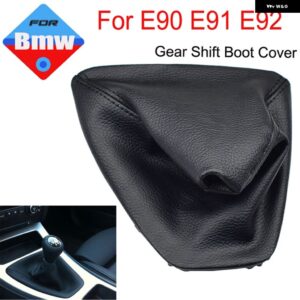 BMW E30 E36 E39 E46 E81 E82 E87 E88 E90 E91 E92 E93 車用 シフト ギアスティック マニュアル シフト ブーツ ブラックレザー ブーツ フレーム 付き - E90
