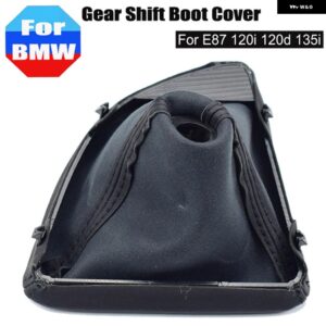 BMW E30 E36 E39 E46 E81 E82 E87 E88 E90 E91 E92 E93 車用 シフト ギアスティック マニュアル シフト ブーツ ブラックレザー ブーツ フレーム 付き - E87