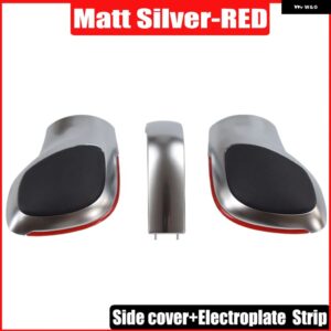 クロームマット ギア シフト ノブ DSG カバー キャップ レッド ABS ギア シフト ノブ フォルクスワーゲン VW ゴルフ MK6 MK7 R GTI - Matte Silver-Red 2