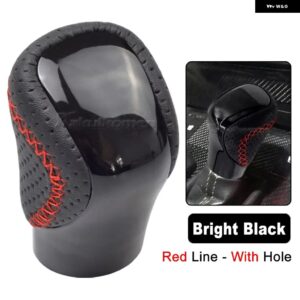 オートレザー ABS トランス ミッション ギア シフト ノブ ハンド レバー トヨタ レクサス ES GS-450H GX IS-300 NX-300H RC-300 RX-350 2015-2021 - Black Hole-Red Line