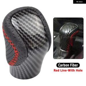 オートレザー ABS トランス ミッション ギア シフト ノブ ハンド レバー トヨタ レクサス ES GS-450H GX IS-300 NX-300H RC-300 RX-350 2015-2021 - Carbon-Red line