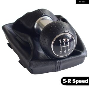 アウディ A4 B6 2000-2008 マニュアル 5 6速 カー ギア シフト シフター ノブ レバー ハンドルヘッド レザー 防塵 カバー 付き - 5R Speed-Black