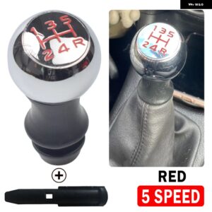 5速カー ギア シフト ノブ ブーツ カバー プジョー 106 107 206 207 301 306 307 308 406 407 2008 3008 シトロエン C2 C3 C4 アクセサリー - 5 Speed-Red 5R