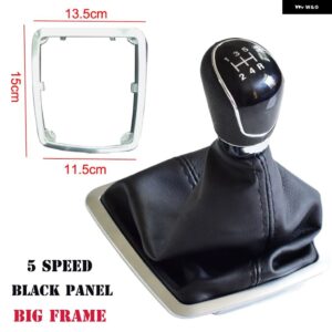 フォード フォーカス 2 MK2 FL C-MAX 2006-2011 5 6速 シフター カーレザー ブーツ ギア シフト ノブ ヘッド レバー カバー アクセサリー - Black 5 Speed