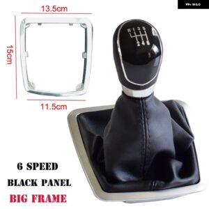 フォード フォーカス 2 MK2 FL C-MAX 2006-2011 5 6速 シフター カーレザー ブーツ ギア シフト ノブ ヘッド レバー カバー アクセサリー - Black 6 Speed