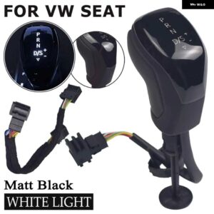 AT LED同期電子 ディスプレイ ギア シフト ノブ シフト レバー ハンドボール ゴルフ 6ジェッタMK5 MK6ティグアンポロ - White-Matt Black