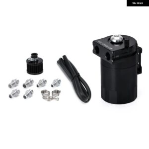 バッフル付きアルミオイルキャッチタンク リザーバー タンク/オイルタンク フィルター 付き 汎用 ブラック/シルバーLZ-TK64 - black