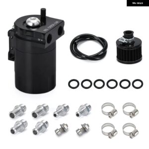 バッフル付きアルミオイルキャッチタンク リザーバー タンク/オイルタンク フィルター 付き 汎用 ブラック/シルバーLZ-TK64 - Black Type2