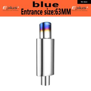 車用マフラーテール 汎用 オーバル ステンレス 51 57 63MM ブルー シルバー 排気 システム マフラー スポーツカー サウンド - Straight blue 63MM
