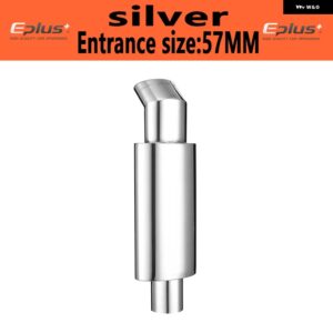 車用マフラーテール 汎用 オーバル ステンレス 51 57 63MM ブルー シルバー 排気 システム マフラー スポーツカー サウンド - Curved silver 57MM