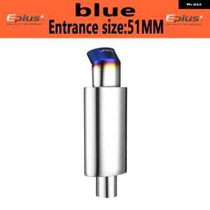 車用マフラーテール 汎用 オーバル ステンレス 51 57 63MM ブルー シルバー 排気 システム マフラー スポーツカー サウンド - Curved blue 51MM