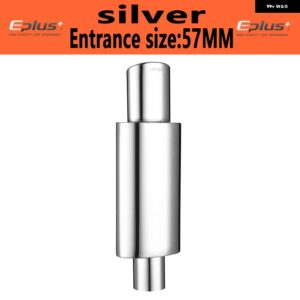 車用マフラーテール 汎用 オーバル ステンレス 51 57 63MM ブルー シルバー 排気 システム マフラー スポーツカー サウンド - Straight silver 57MM