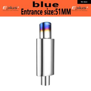 車用マフラーテール 汎用 オーバル ステンレス 51 57 63MM ブルー シルバー 排気 システム マフラー スポーツカー サウンド - Straight blue 51MM