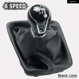 レザーカー ギア シフト ノブ レバー ゲイター ブーツ カバー シートレオンIII 3 MK3 2012 - 17 5/6速 マニュアル - 6 Speed Black Line