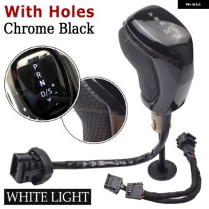 フォルクスワーゲン VW CC ジェッタ ゴルフ MK6 MK7 ティグアン パサート サギター LED インジケーター ライト付き カー ギア シフト ヘッド シフト シフタ - White-Chrome Black-H